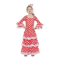 Fato de flamenco vermelho e branco para rapariga