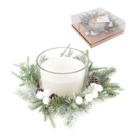 Vela com vidro de Natal decorado branco 21,5 x 8,2 cm