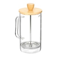 Bule de 600 ml com êmbolo de borosilicato e tampa de bambu