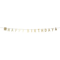 Guirlanda de Happy Birthday dourada 2 m