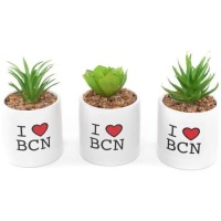 Planta artificial com vaso I love BCN sortido 7 x 7,5 cm