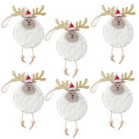 Pendentes Renas de Natal com purpurinas - 6 peças