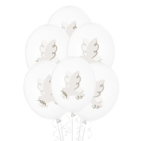 Balões de látex com pomba de 30 cm - PartyDeco - 6 pcs.