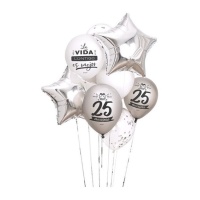 Balões sortidos para o 25º aniversário - 10 unid.