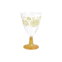Copo de vinho de plástico dourado de 220 ml - 3 unidades