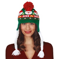 Gorro natalino de Papai Noel com tranças