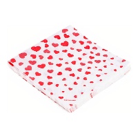 Guardanapos com corações vermelhos 16,5 x 16,5 cm - 12 unidades