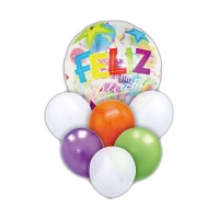 Happy Birthday Bouquet de cores e estrelas - 7 unidades