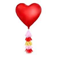 Balão coração vermelho com borla 75 x 64,5 cm