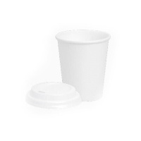Copos de 120 ml em cartão branco com tampa com orifício - 25 unid.