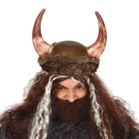 Capacete de viking com faixa de pêlo