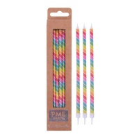 Velas compridas multicoloridas 15,5 cm - PME - 6 unid.