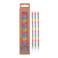 Velas compridas multicoloridas 15,5 cm - PME - 6 pcs.