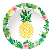 Pratos de ananás havaiano 23 cm - 8 unid.