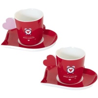 Chávena de café de 100 ml com asa de coração - 2 unidades