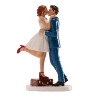 Figura para bolo de casamento dos noivos com mala de viagem 16 cm - Dekora