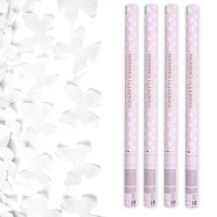 Canhão de confettis borboletas brancas 80 cm - 12 unidades