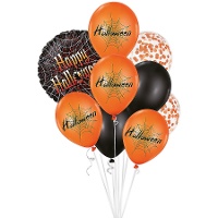 Buquê de Happy Halloween com teias de aranha - 9 unidades