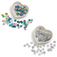 Lantejoulas circulares de 1 cm com purpurina - 5 gr