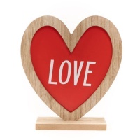 Figurinha de mesa de madeira com coração