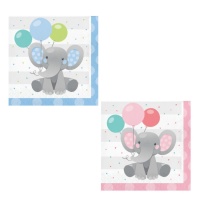 Guardanapos de Elephant Baby Boy de 16,5 x 16,5 cm - 16 unidades