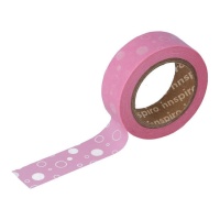 Fita washi de polka ponto rosa - 10 m