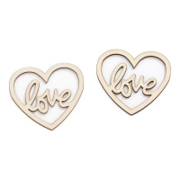 Figuras de madeira em forma de coração com amor 9 cm - 2 pcs.