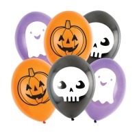 Balões de látex figuras de Halloween cores sortidas - 6 unid.