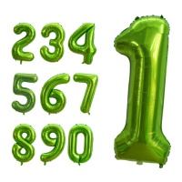 Balão numérico verde brilhante de 1 m