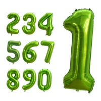 Balão numérico verde brilhante 1 m - 1 peça