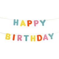 Guirlanda de Happy Birthday de cores divertidas de 3,00 m
