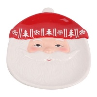 Prato do Pai Natal com chapéu decorado 21 x 22 cm