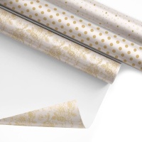 Papel de embrulho com desenhos dourados variados 2,00 x 0,70 m - 1 unid.