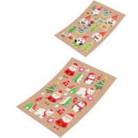 Autocolantes de Natal em EVA com purpurinas 14,2 x 25 cm - 1 folha