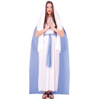 Fato de Virgem Maria com cinto azul para mulher