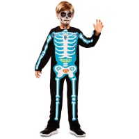 Fato de esqueleto azul para criança
