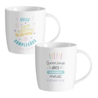 Caneca de aniversário de 350 ml com mensagem - 1 peça