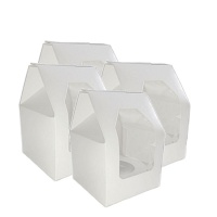 Caixa branca com janela para 1 cupcake de 9,3 x 9,3 x 12 cm - Sweetkolor - 5 unidades