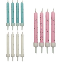 Velas coloridas com purpurinas 6.2cm - PME - 10 peças