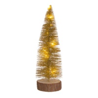 Árvore de Natal com base de madeira e luzes de 30 cm