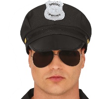 Boné de polícia preto para adulto