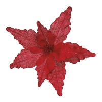 Ramo decorativo de flor de natal vermelha 35 cm