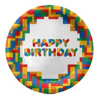 Pratos de Lego Happy Birthday de 18 cm - 8 unidades