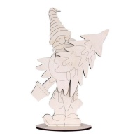 Estatueta de madeira de gnomo com árvore de Natal 24,5 x 16 cm - Artis decor