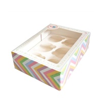 Caixa para 6 cupcakes impressa com janela