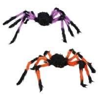 Aranha colorida preta e peluda de 75 cm
