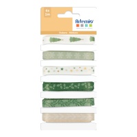 Fita de algodão de 1 cm impressa com plantas de Natal - 6 unid.