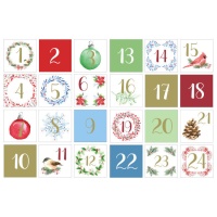 Autocolantes quadrados com números para o calendário do advento - 24 pcs.