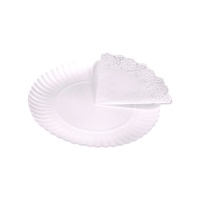Bandejas redondas brancas com papel rendado de 23 cm - Maxi Products - 2 unidades
