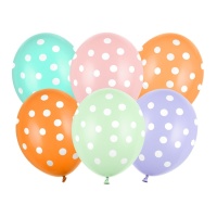 Balões de látex sortidos com bolinhas brancas 30 cm - PartyDeco - 50 unidades